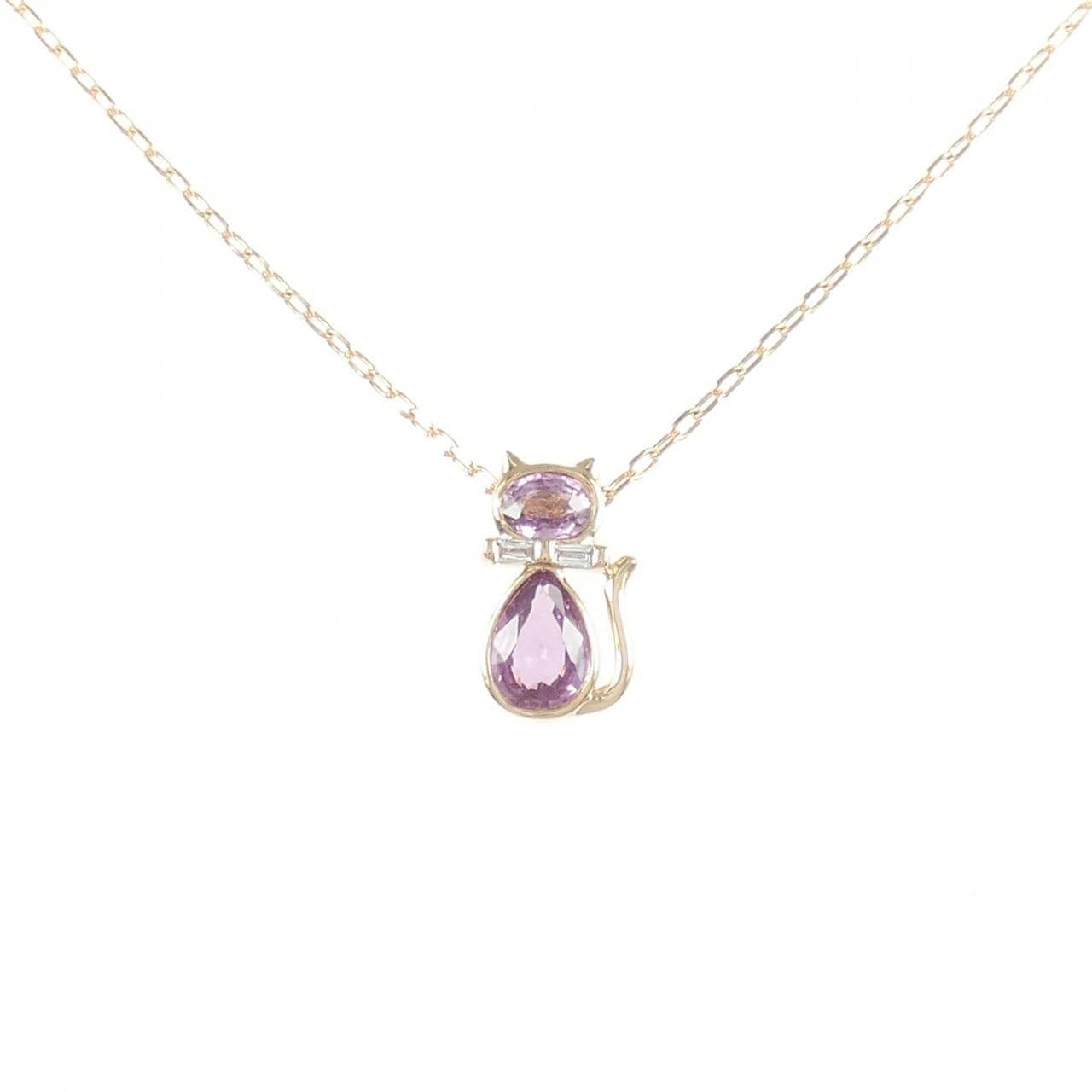 K18PG キャット サファイヤ ネックレス 0.66CT