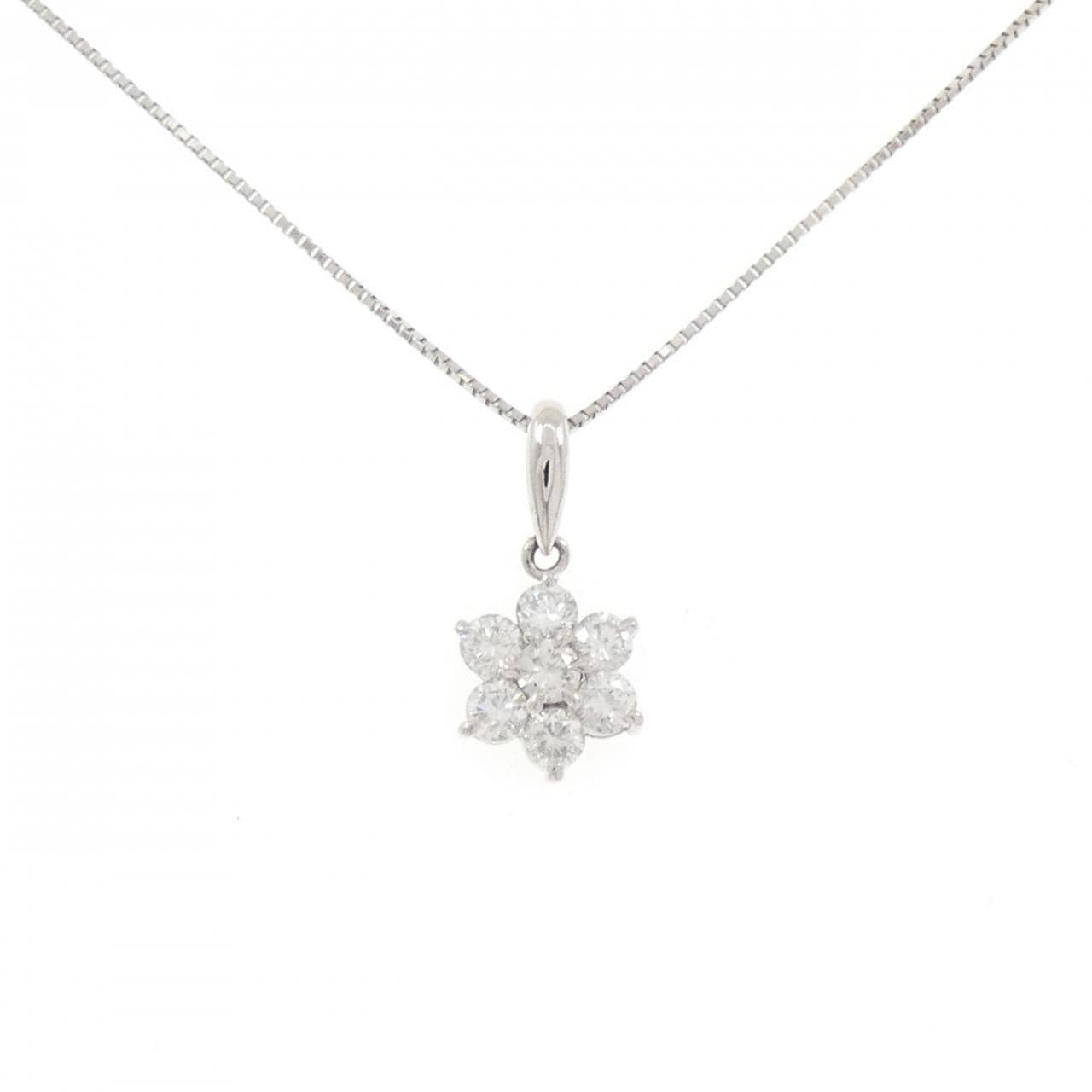 PT900/PT850 フラワー ダイヤモンド ネックレス 0.58CT