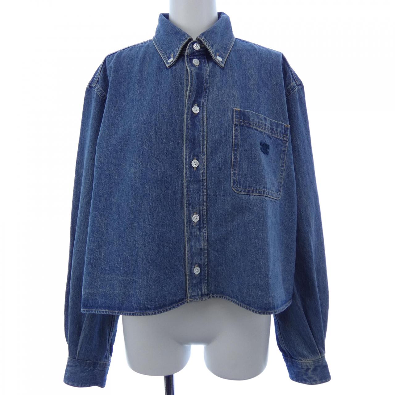 セリーヌ CELINE ユニオンオーシャンウォッシュデニム クロップドシャツ トリオンフ 2T187459N シャツ