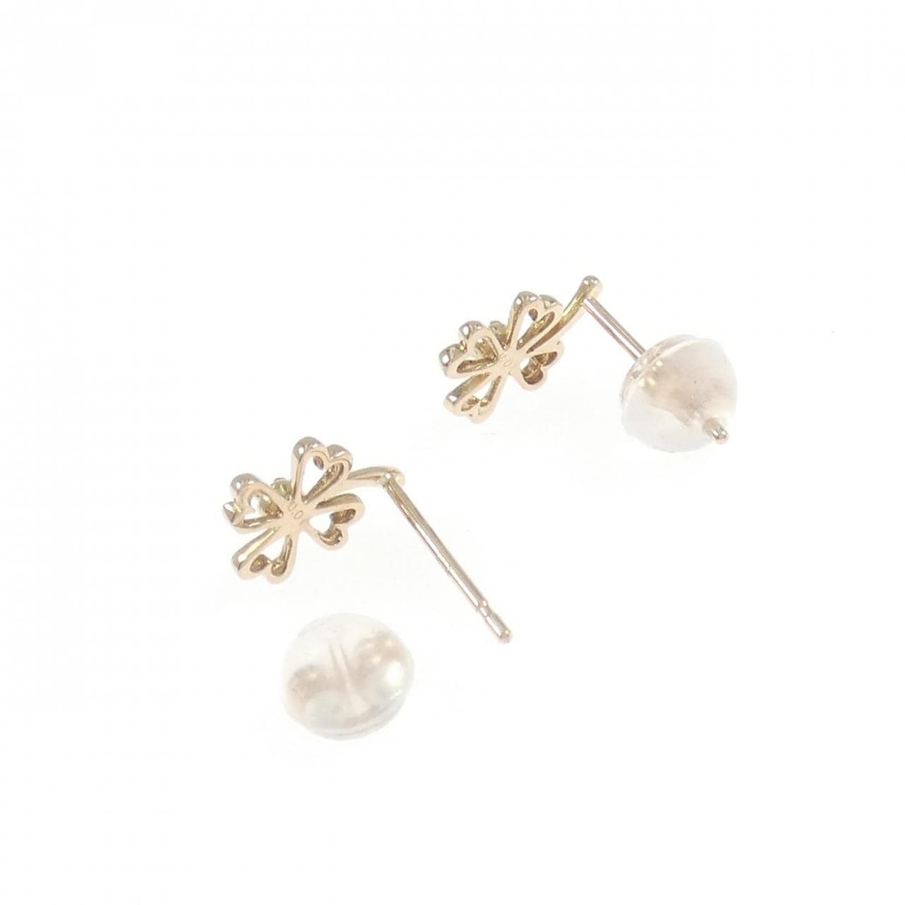 K18PG フラワー ダイヤモンド ピアス 0.02CT