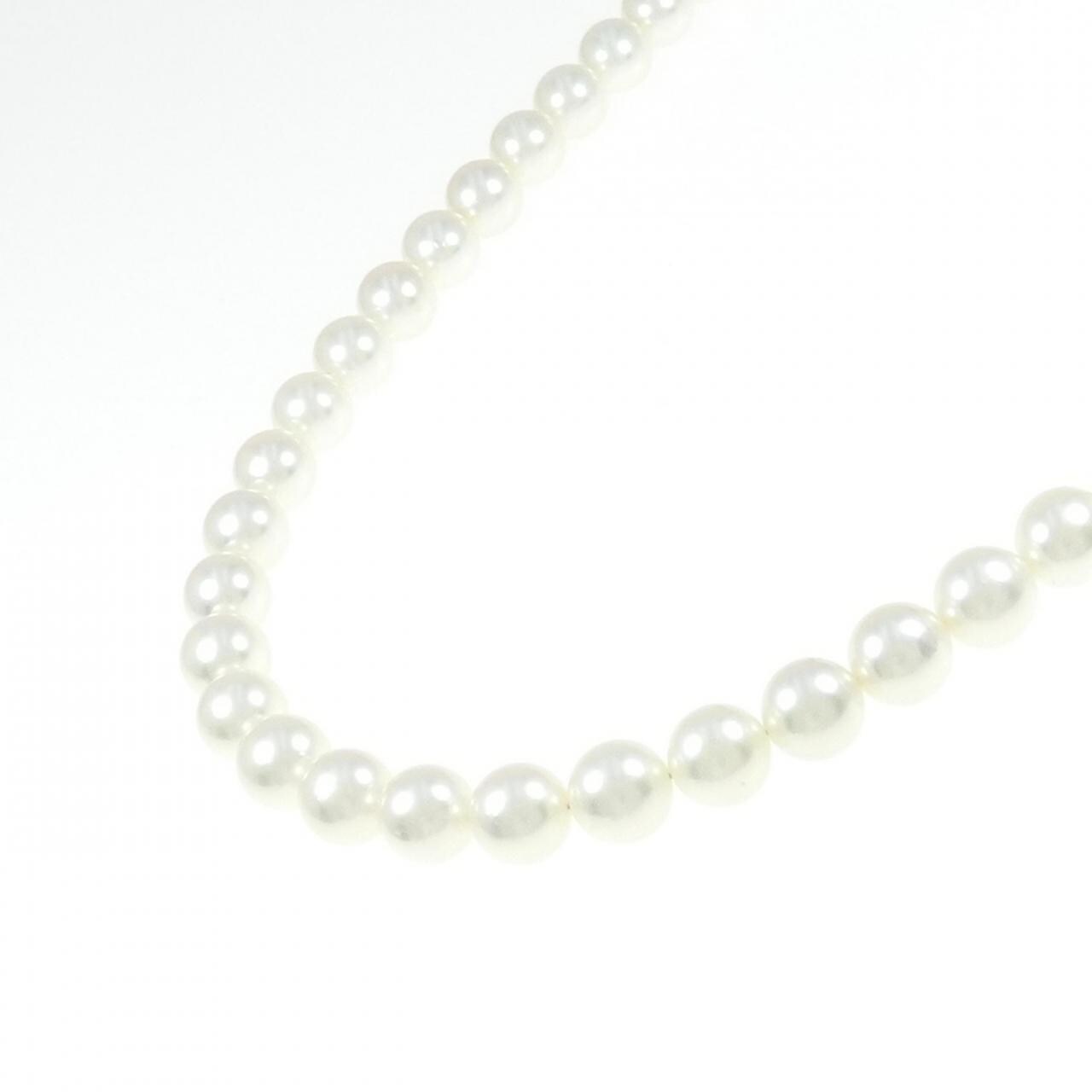 Silver clasp/K14WG Akoya pearl necklace 7.0-7.5mm earrings set