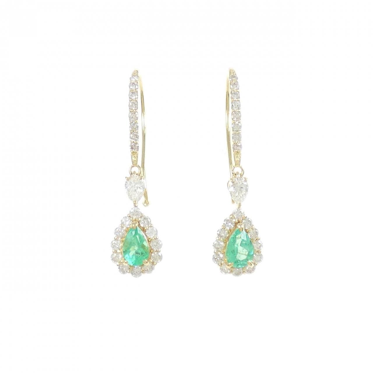 【新品】K18YG エメラルド ピアス 0.39CT