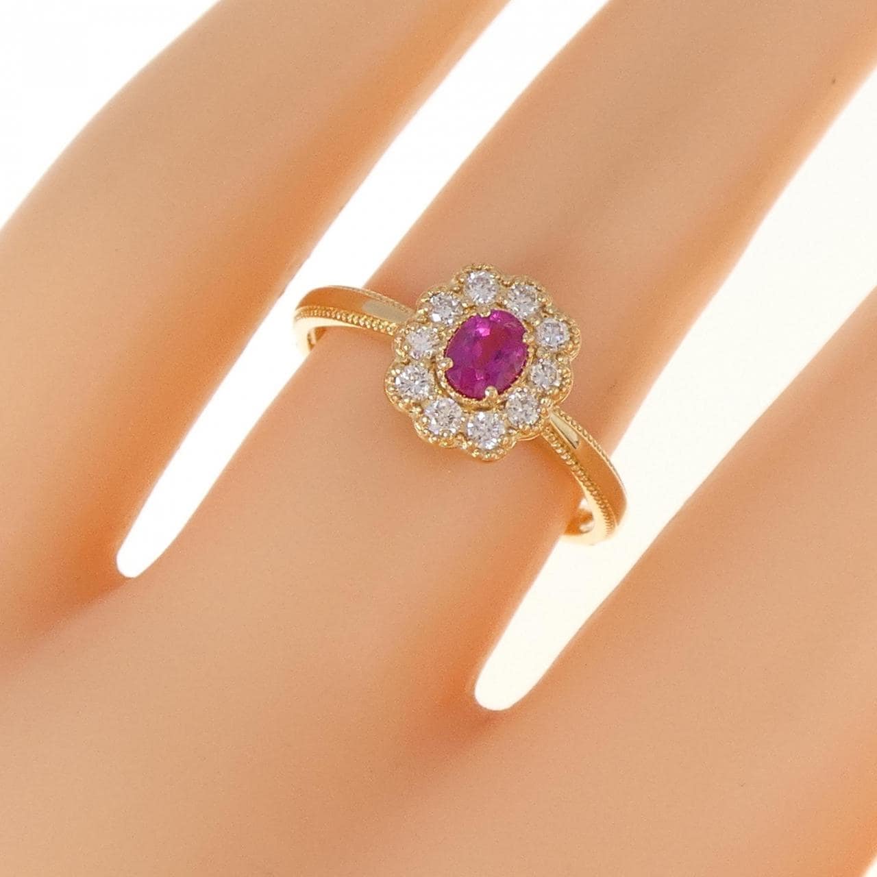 K18YG ルビー リング 0.24CT