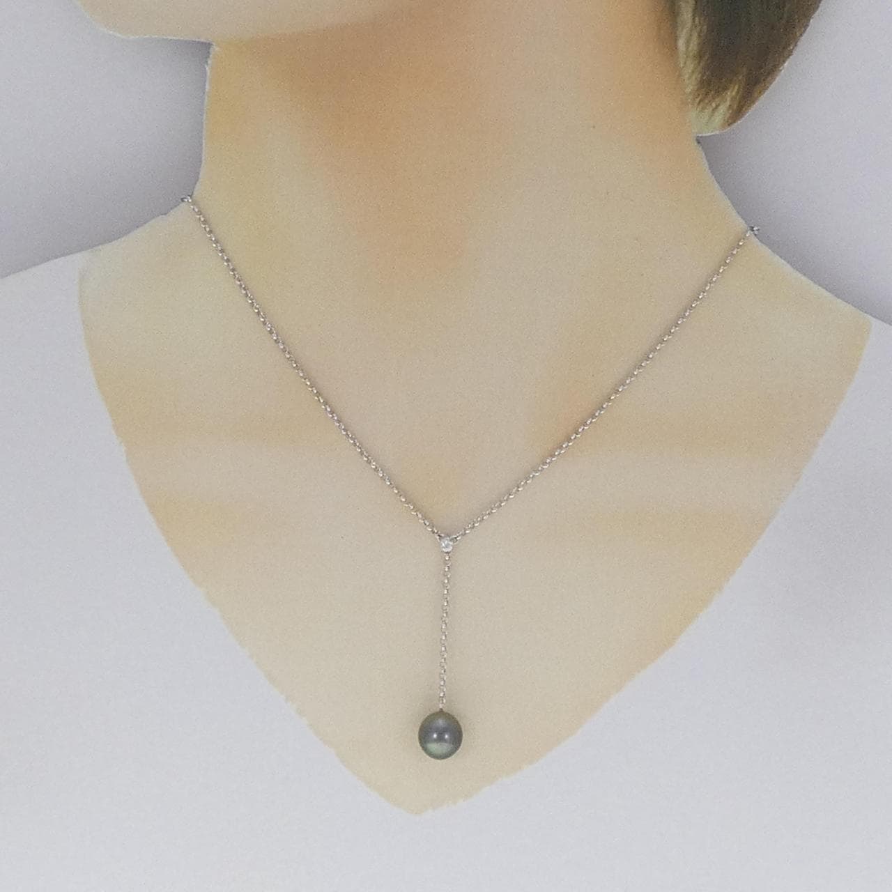 K18WG Black Pearl Necklace 9.1mm