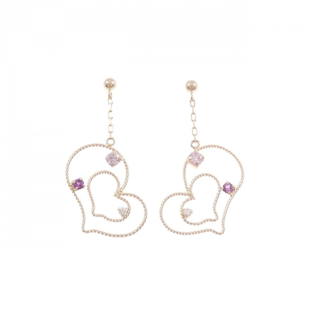 K10PG Heart Garnet Earrings