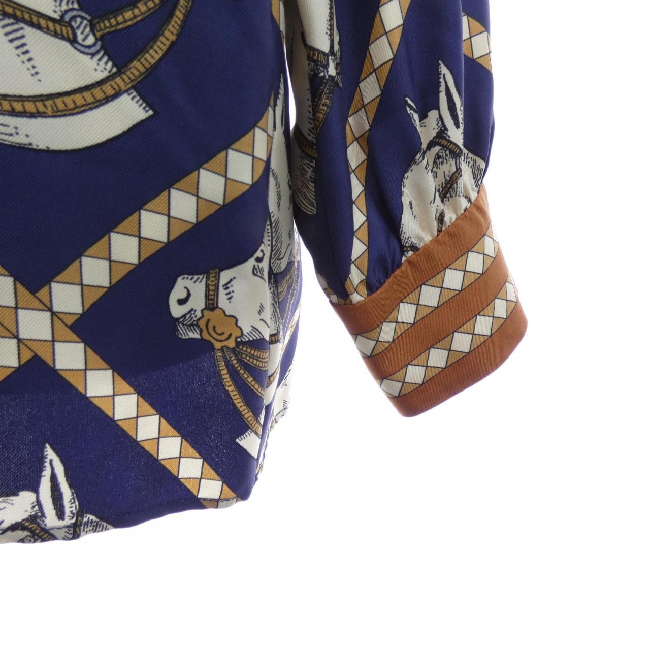 グッチ GUCCI チェック ホースプリント シルクシャツ 721477 ZAK87 シャツ