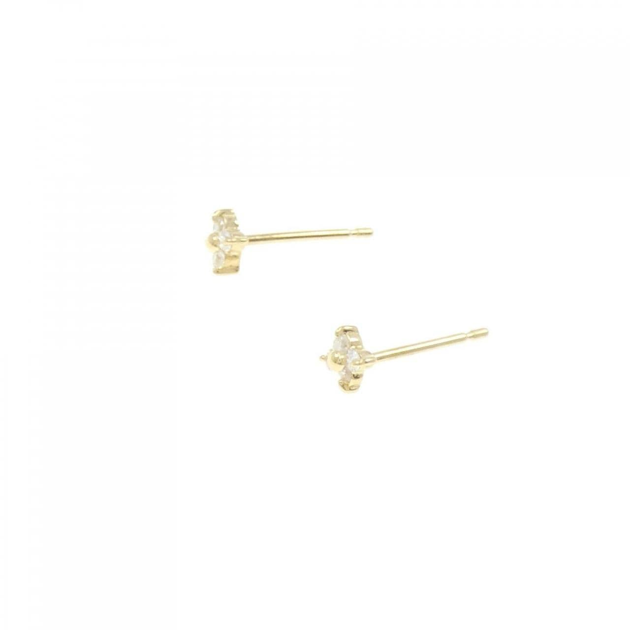 K18YG Flower Diamond Earrings 0.08CT