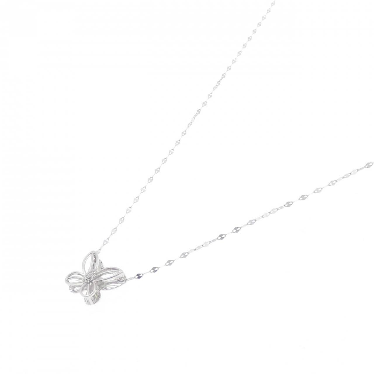 【新品】K18WG バタフライ ダイヤモンド ネックレス 0.01CT