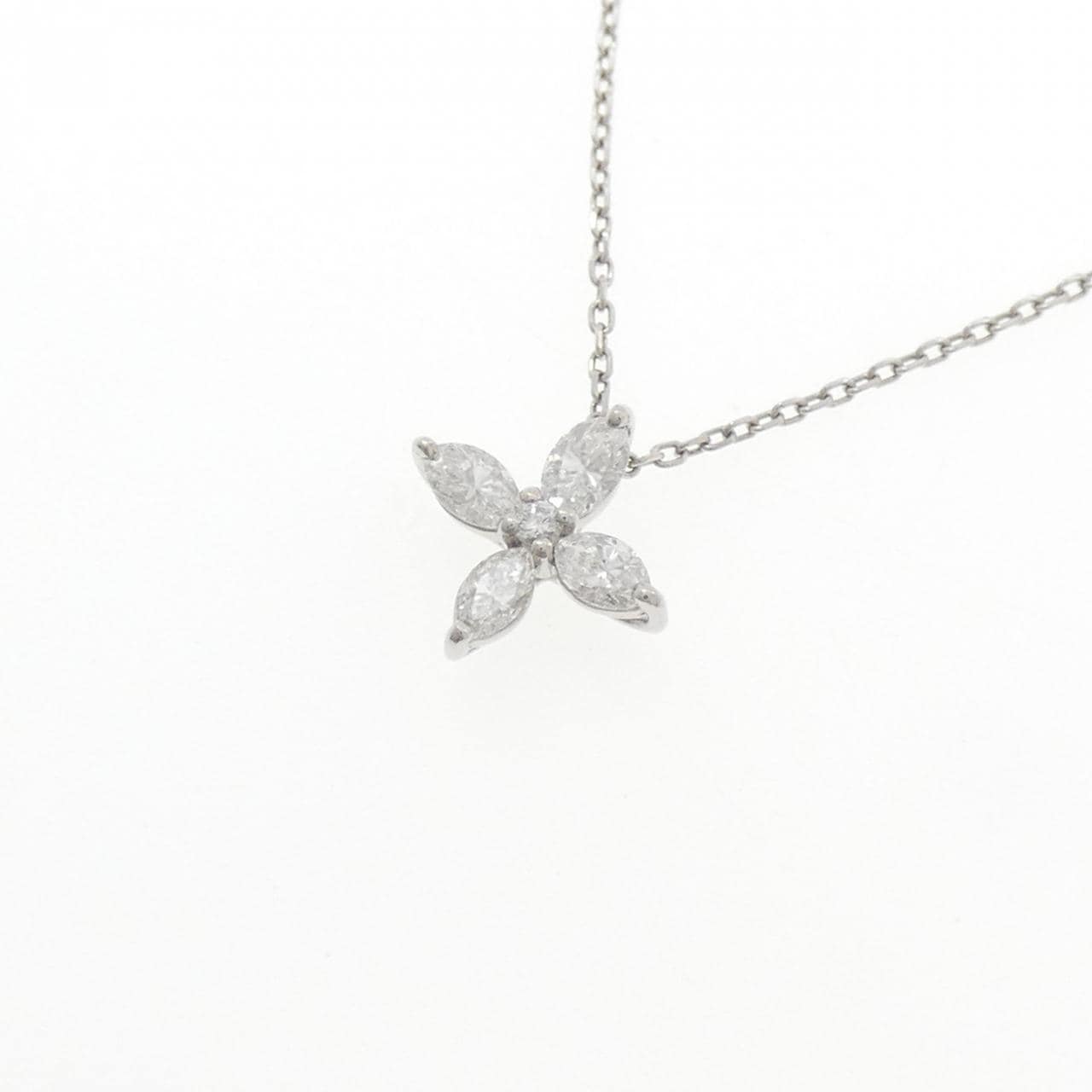 PT900/PT850 フラワー ダイヤモンド ネックレス 0.30CT