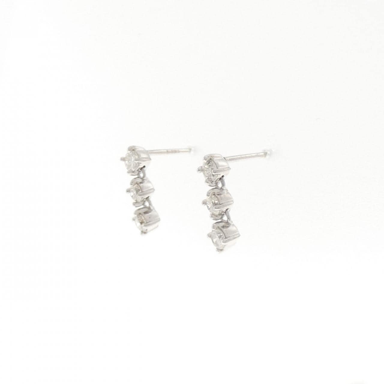K18WG スリーストーン ダイヤモンド ピアス 0.43CT