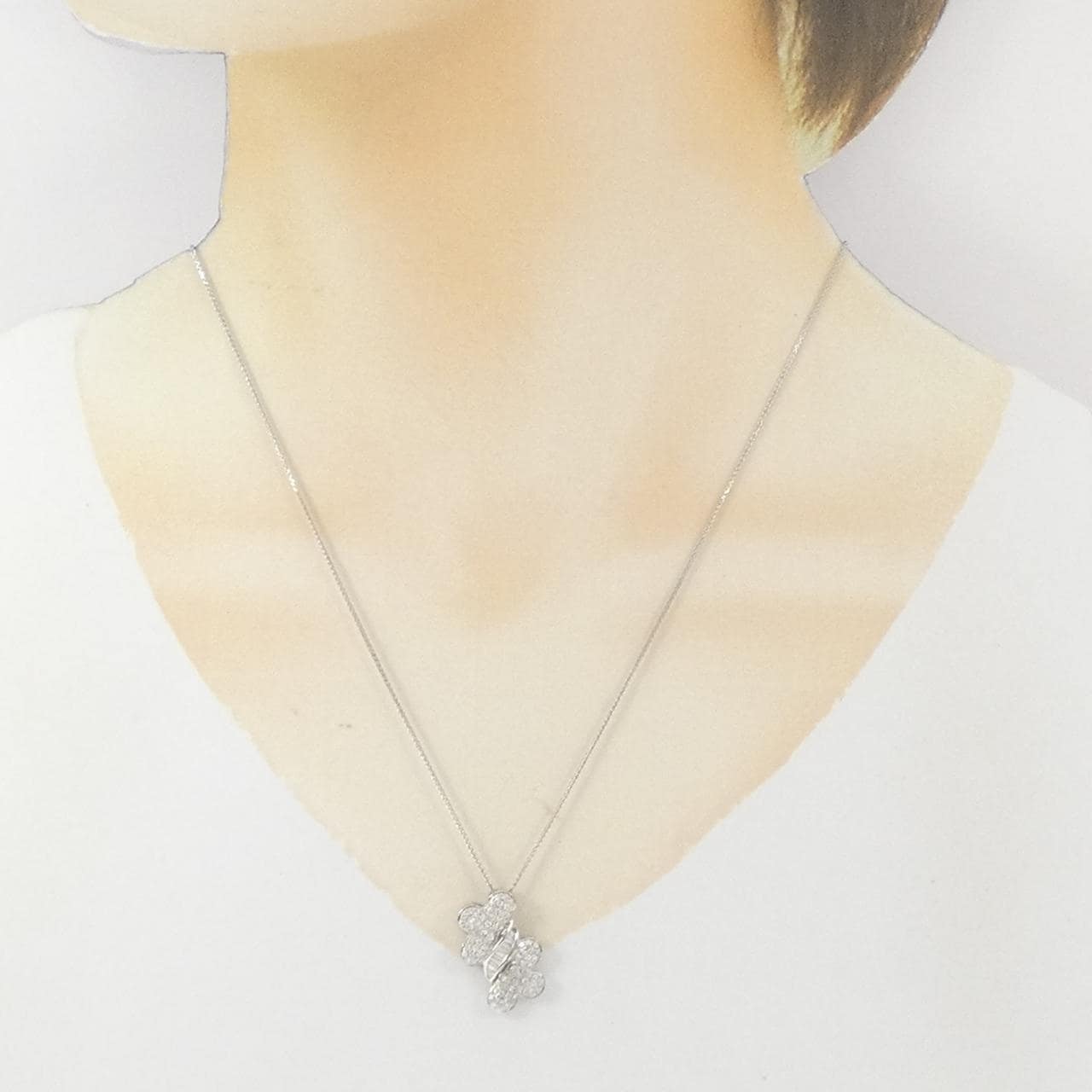 K18WG パヴェ ダイヤモンド ネックレス 0.58CT