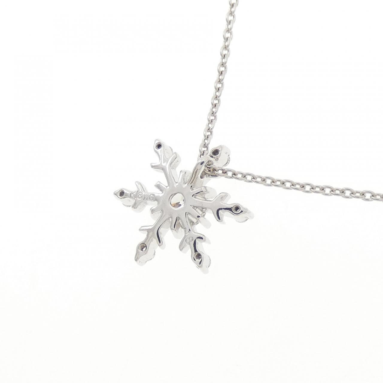 K18WG スノーフレーク ダイヤモンド ネックレス 0.18CT
