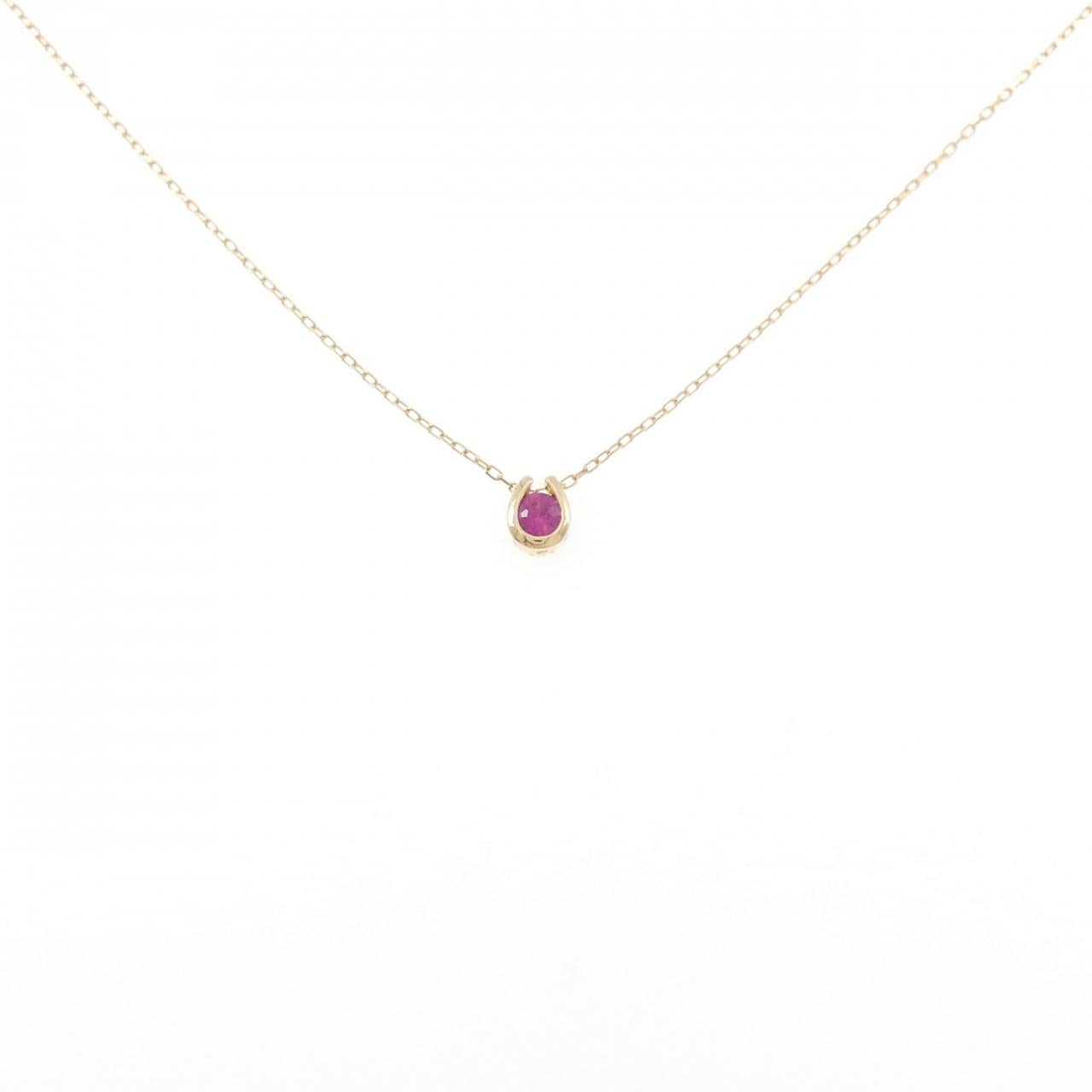 K18YG 合成ルビー ネックレス 0.15CT