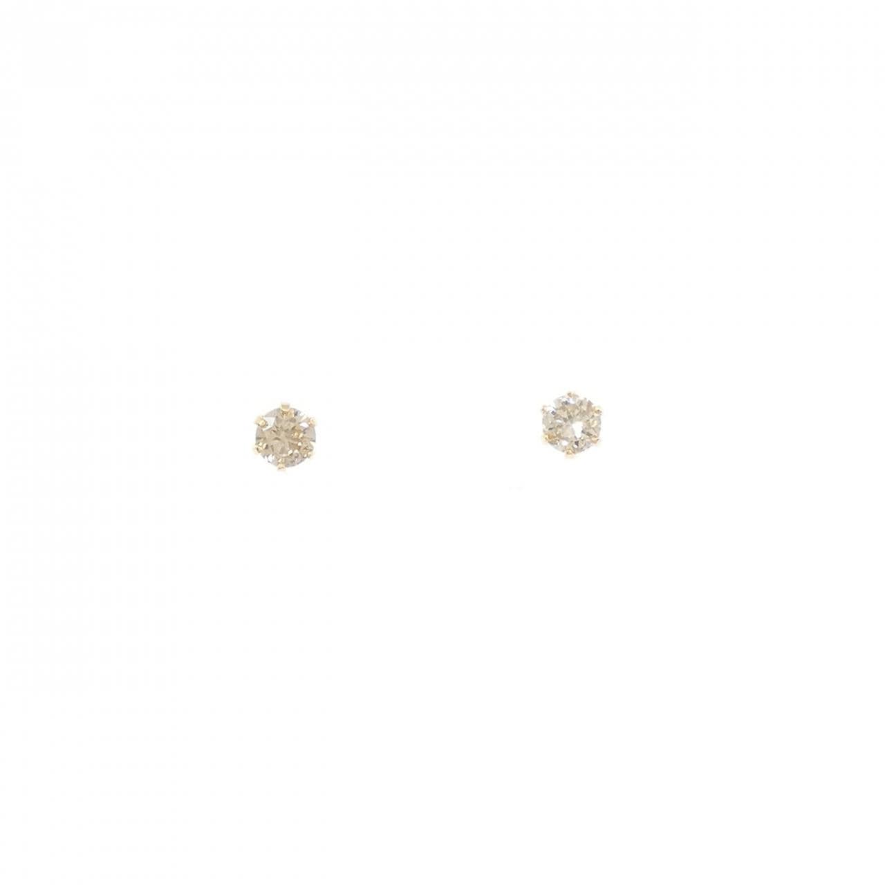 K18YG ソリティア ダイヤモンド ピアス 0.2CT