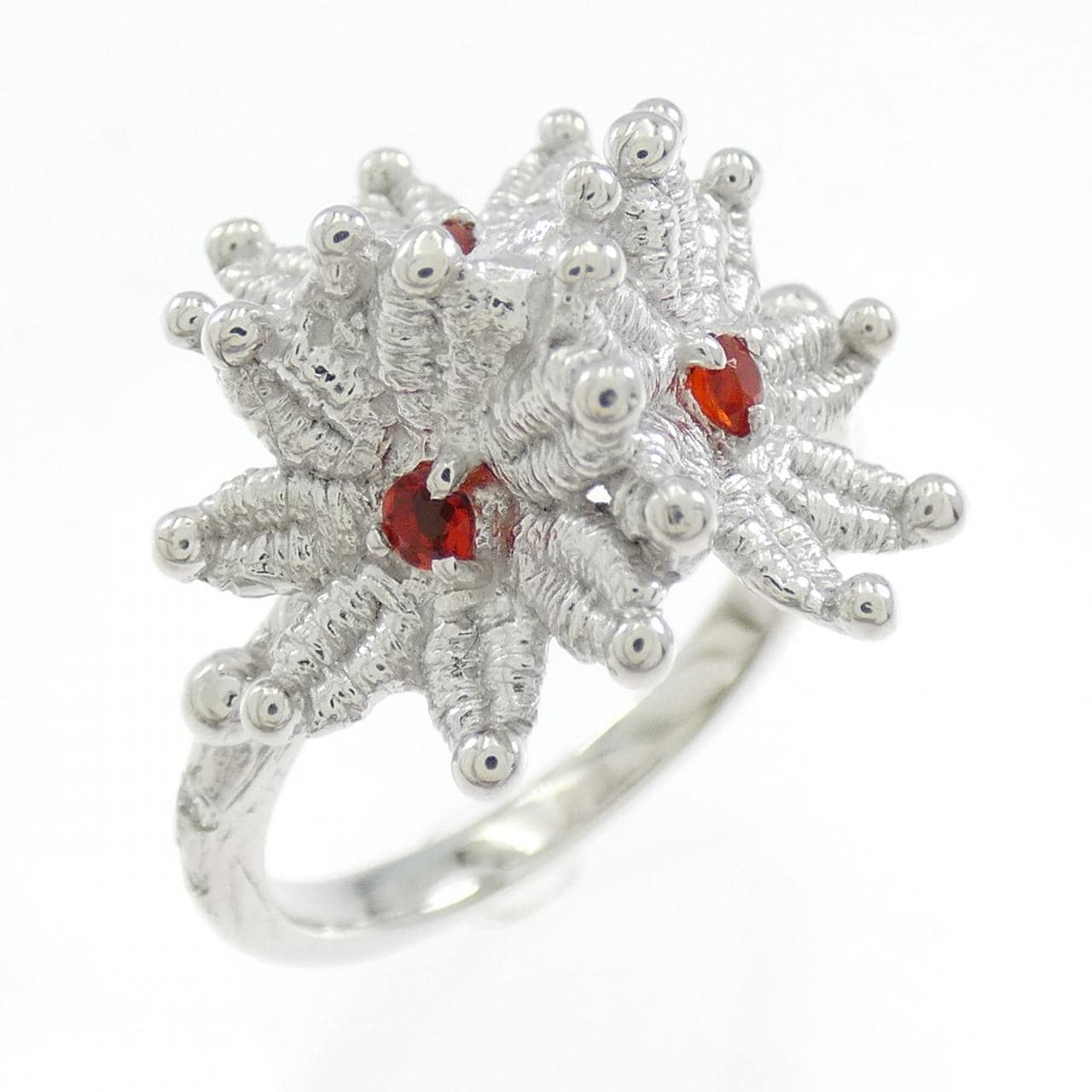 K18WG フラワー オパール リング 0.07CT