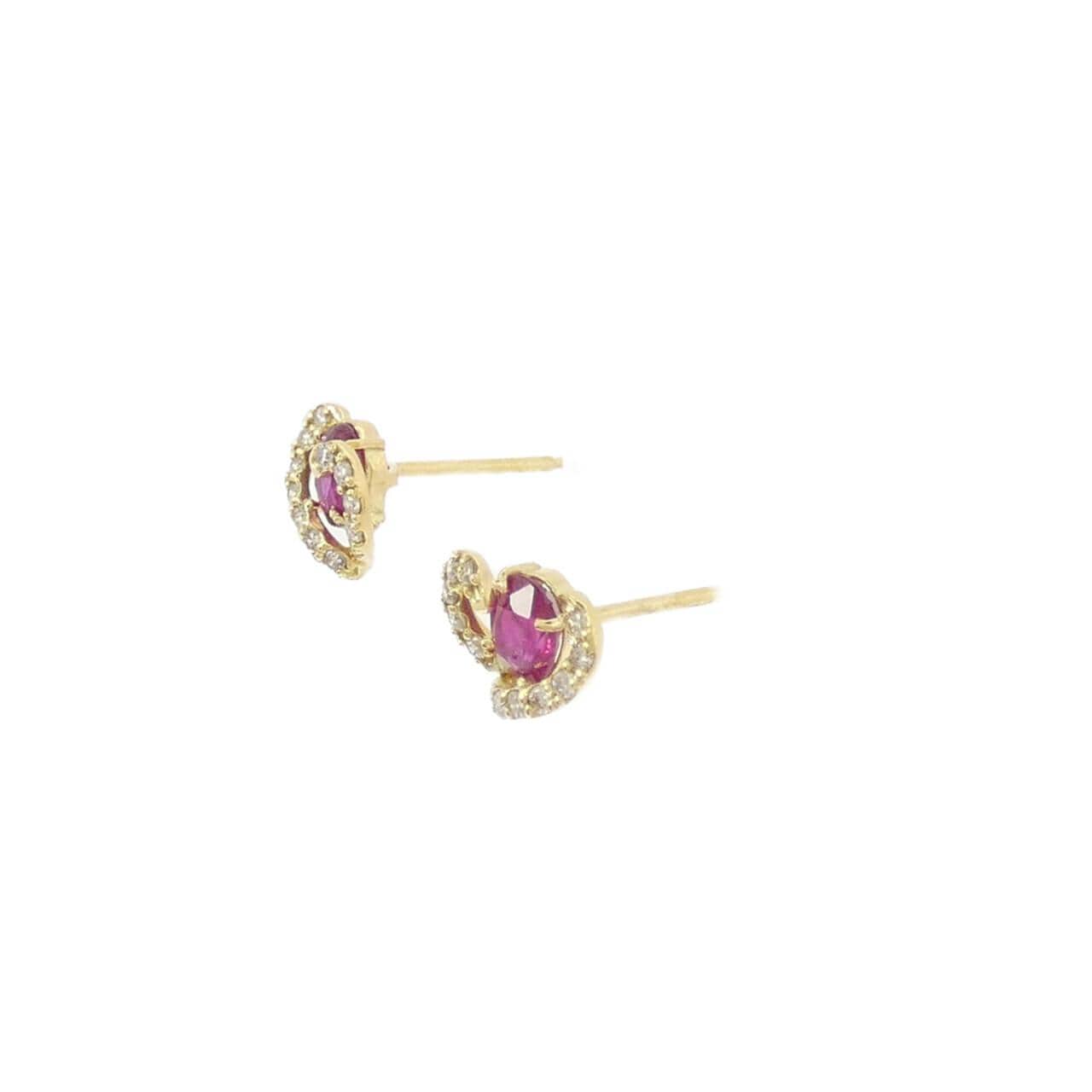 K18YG ハート ルビー ピアス 0.61CT