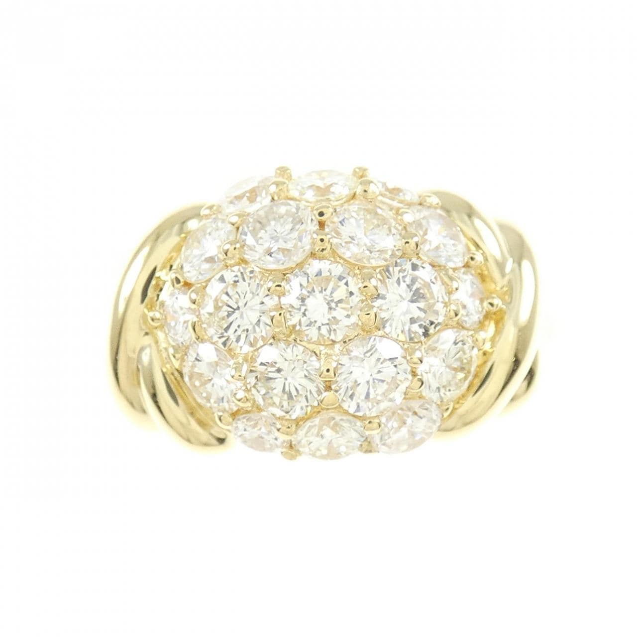 K18YG パヴェ ダイヤモンド リング 1.55CT
