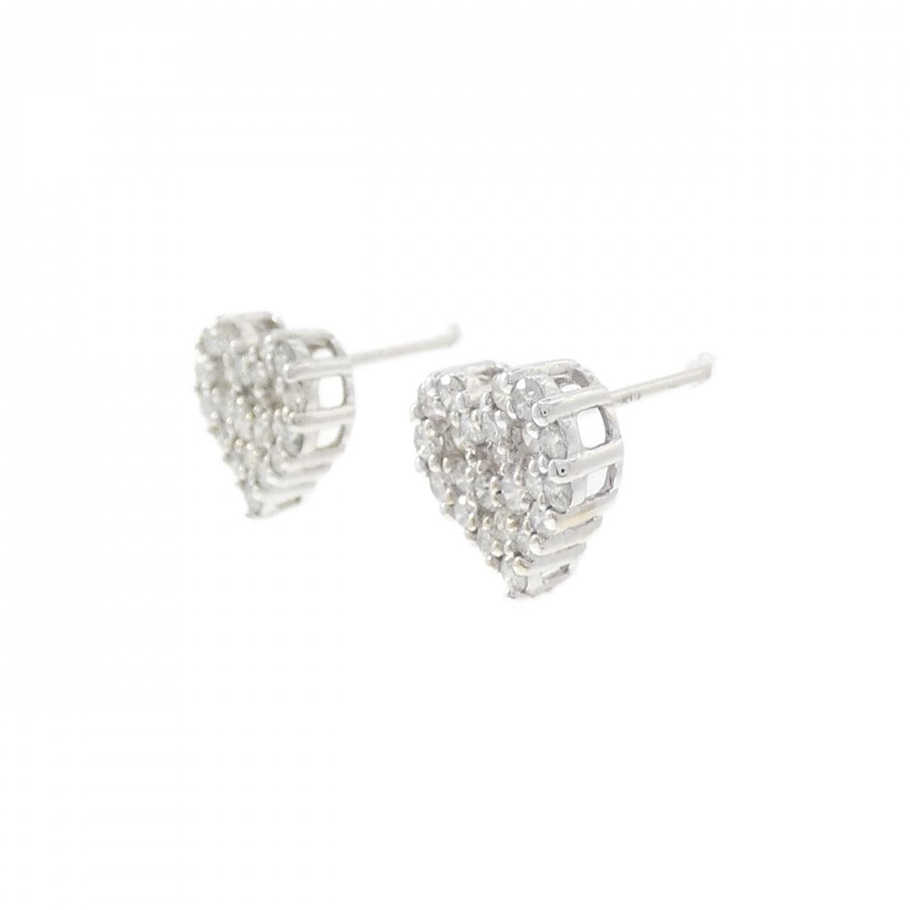 K10WG ハート パヴェ ダイヤモンド ピアス 0.58CT