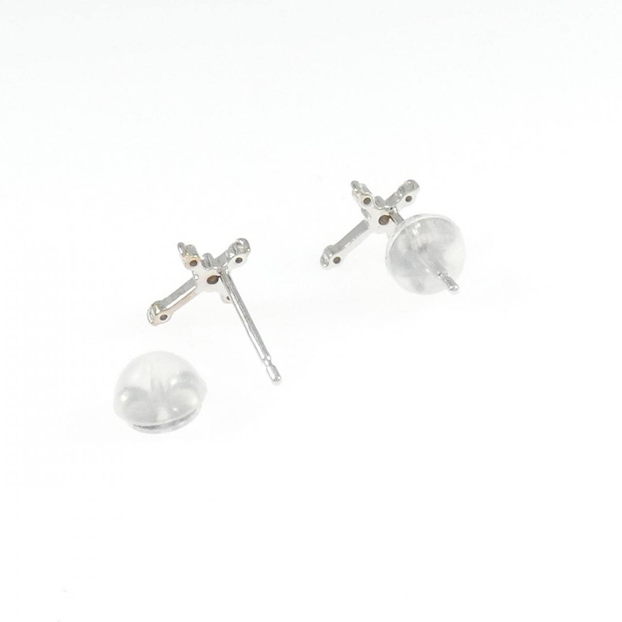 K18WG クロス ダイヤモンド ピアス 0.06CT