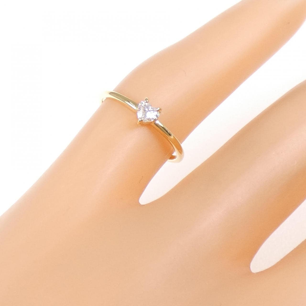 K18YG ハート ダイヤモンド ピンキー リング 0.10CT