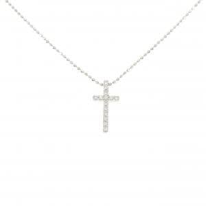 K18WG クロス ダイヤモンド ネックレス 0.12CT