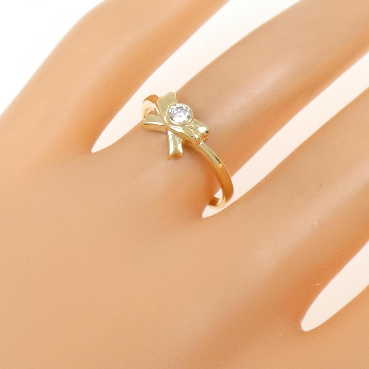 K18YG リボン ダイヤモンド リング 0.09CT