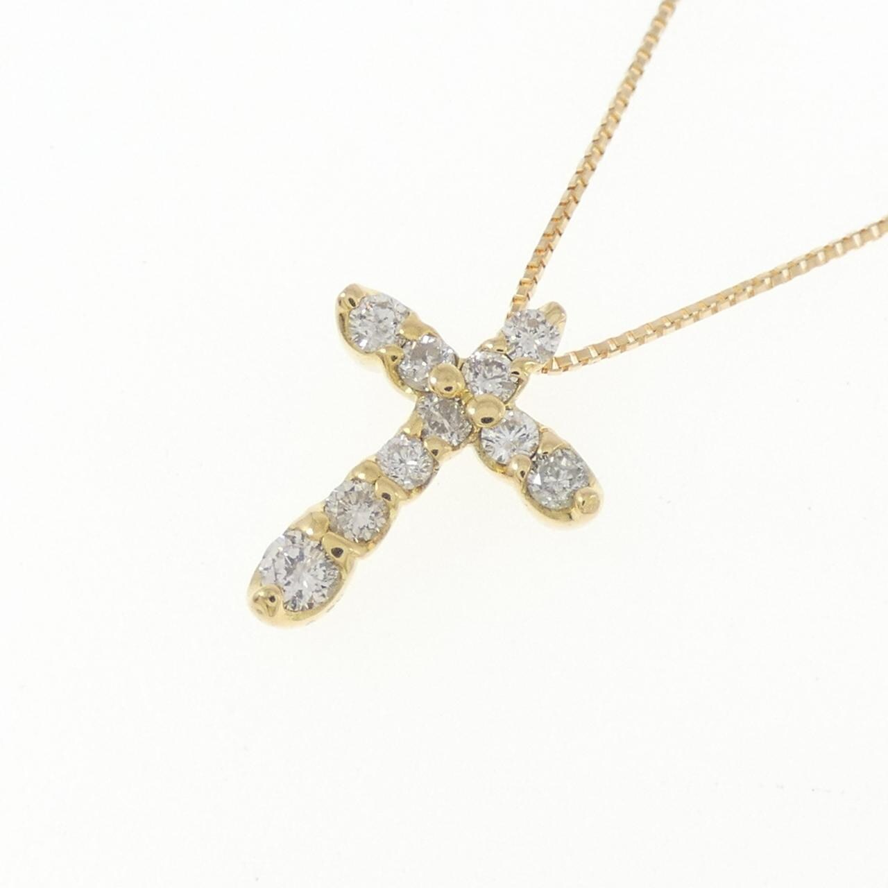 K18YG クロス ダイヤモンド ネックレス 0.30CT