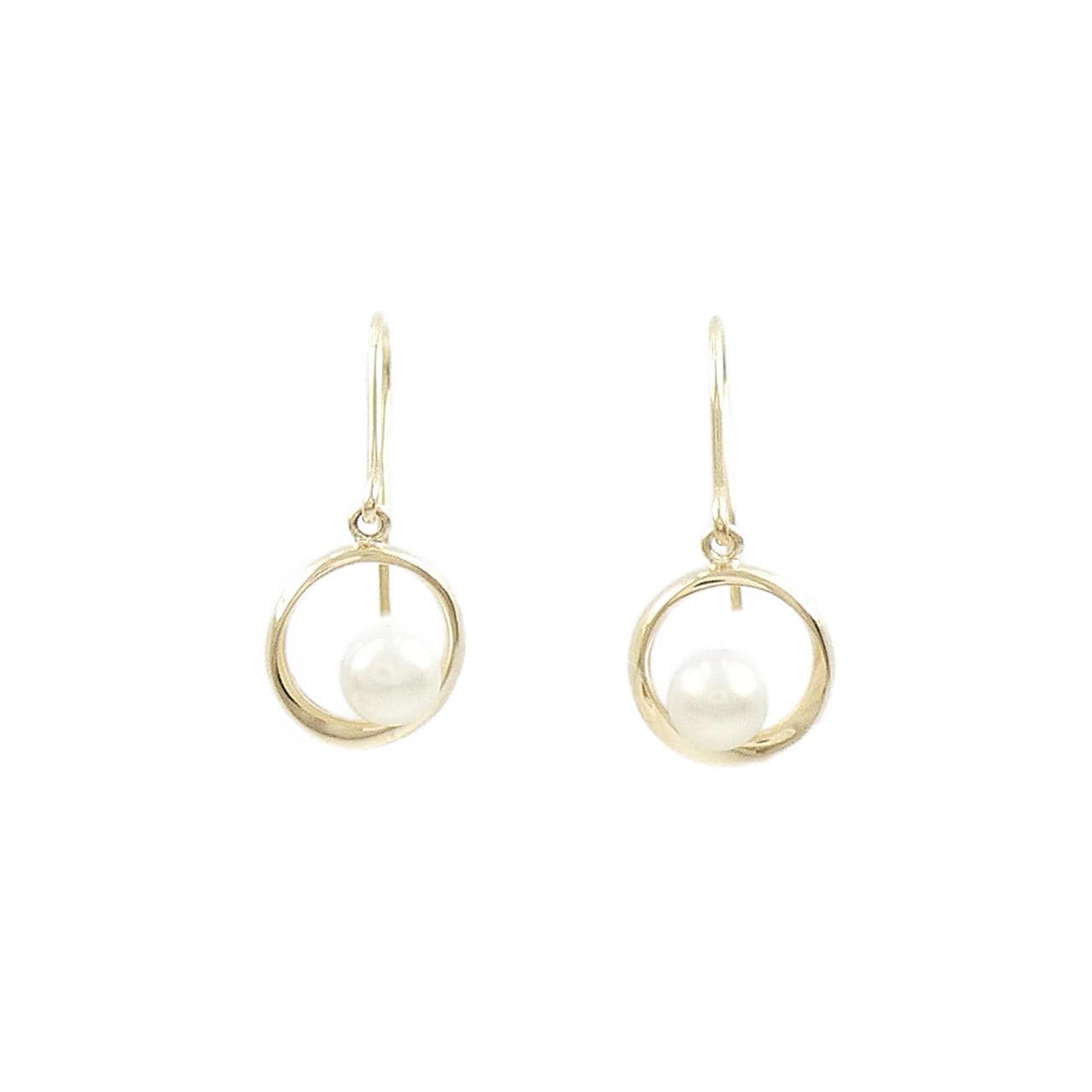 K10YG freshwater pearl earrings 4.0mm