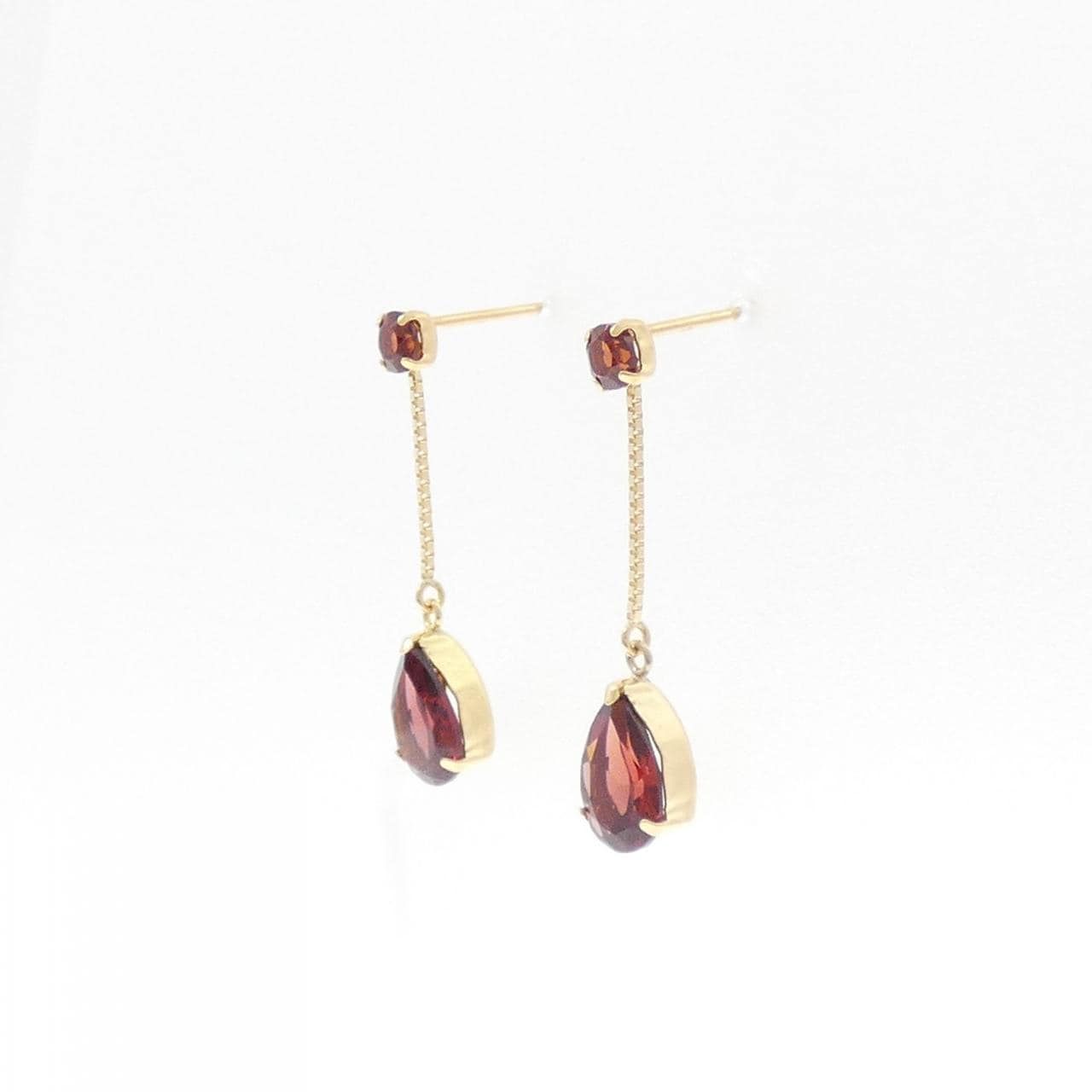 K18YG石榴石耳环 1.20克拉