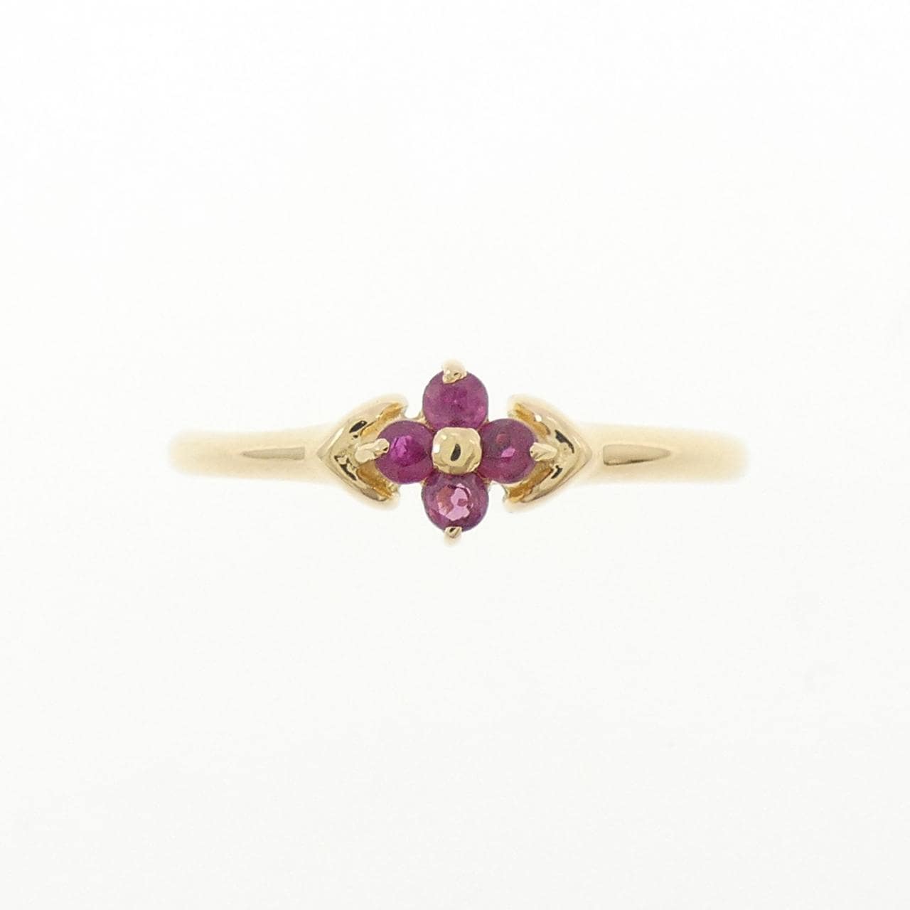 K18YG フラワー ルビー リング