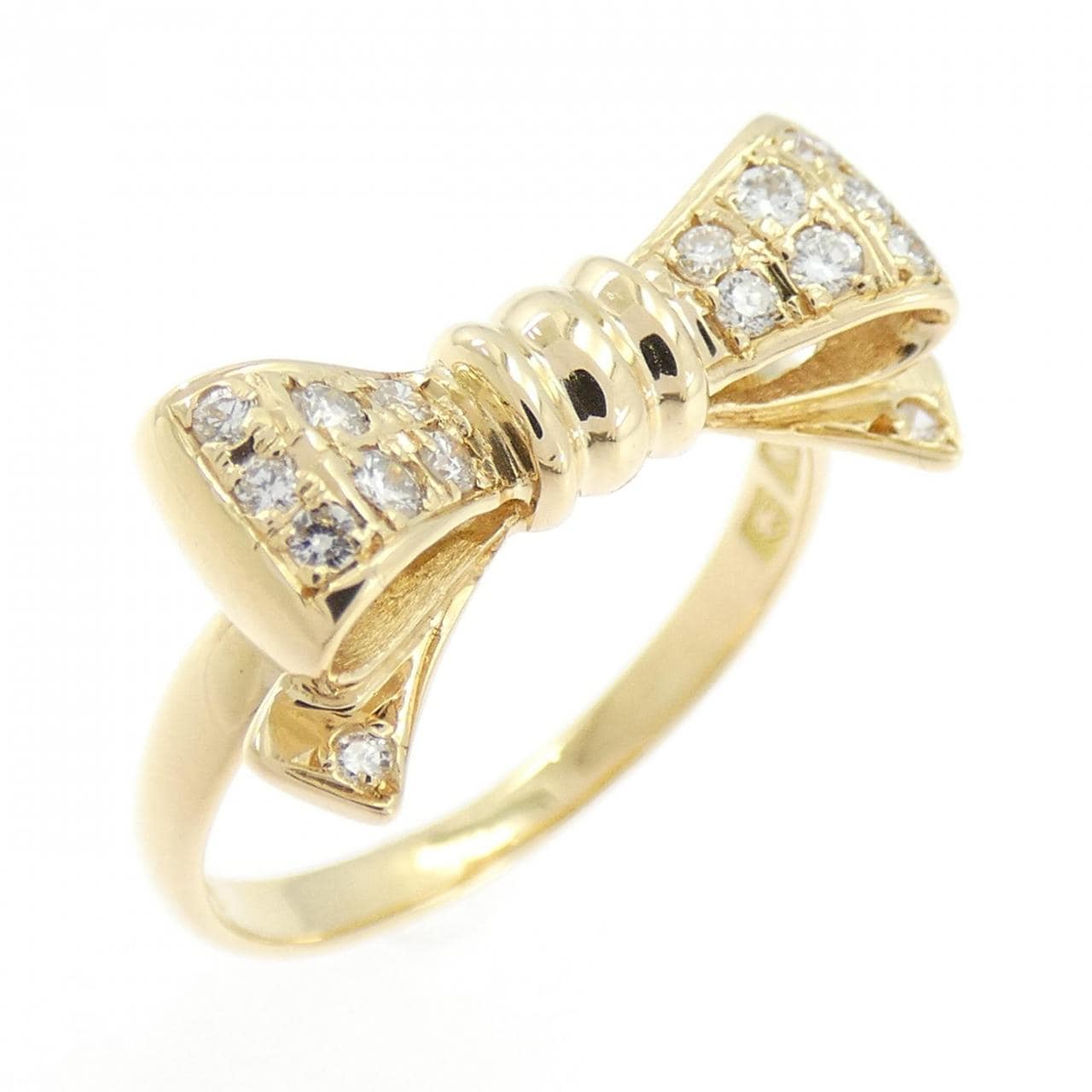 K18YG リボン ダイヤモンド リング 0.18CT