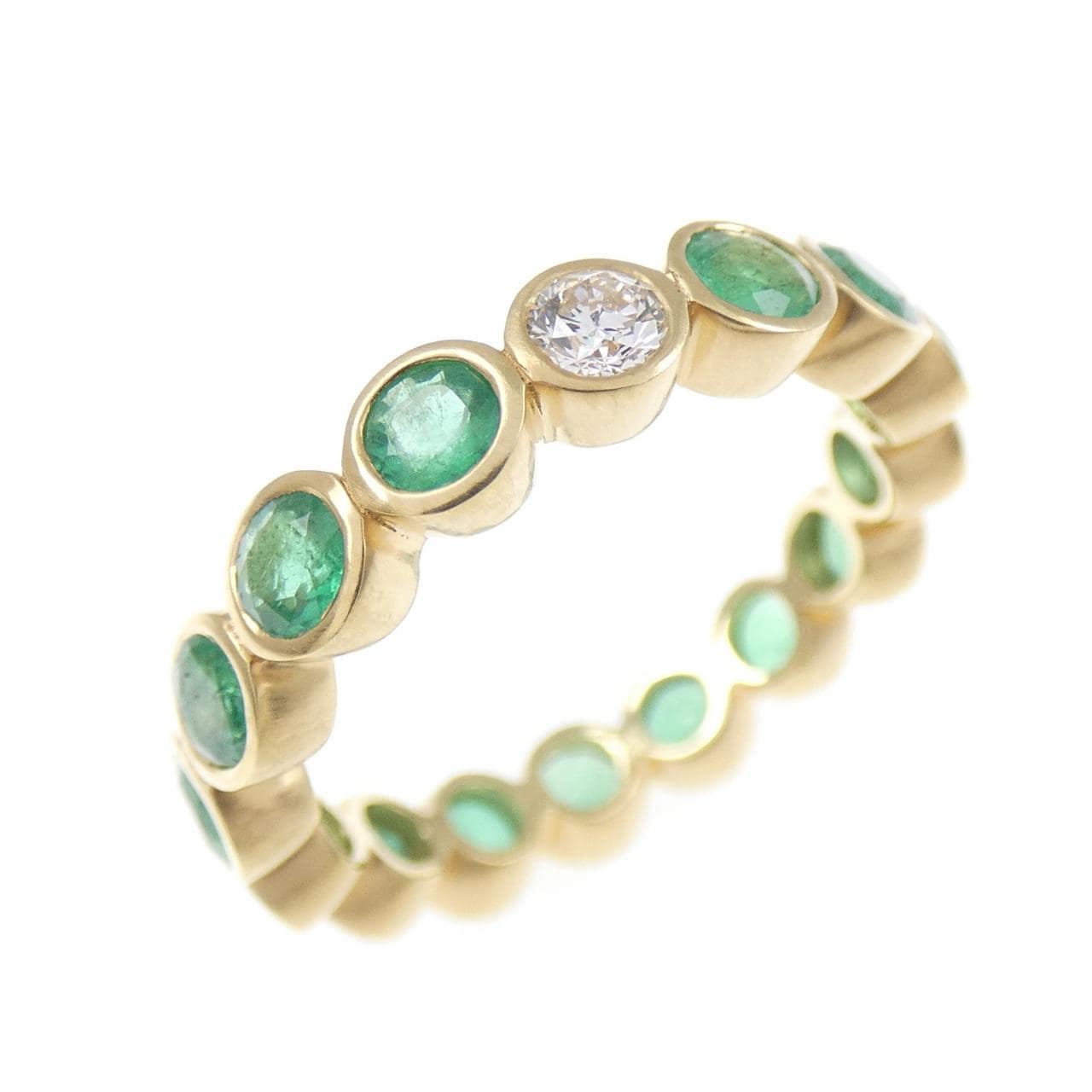 【新品】K18YG フルエタニティ エメラルド リング 1.68CT