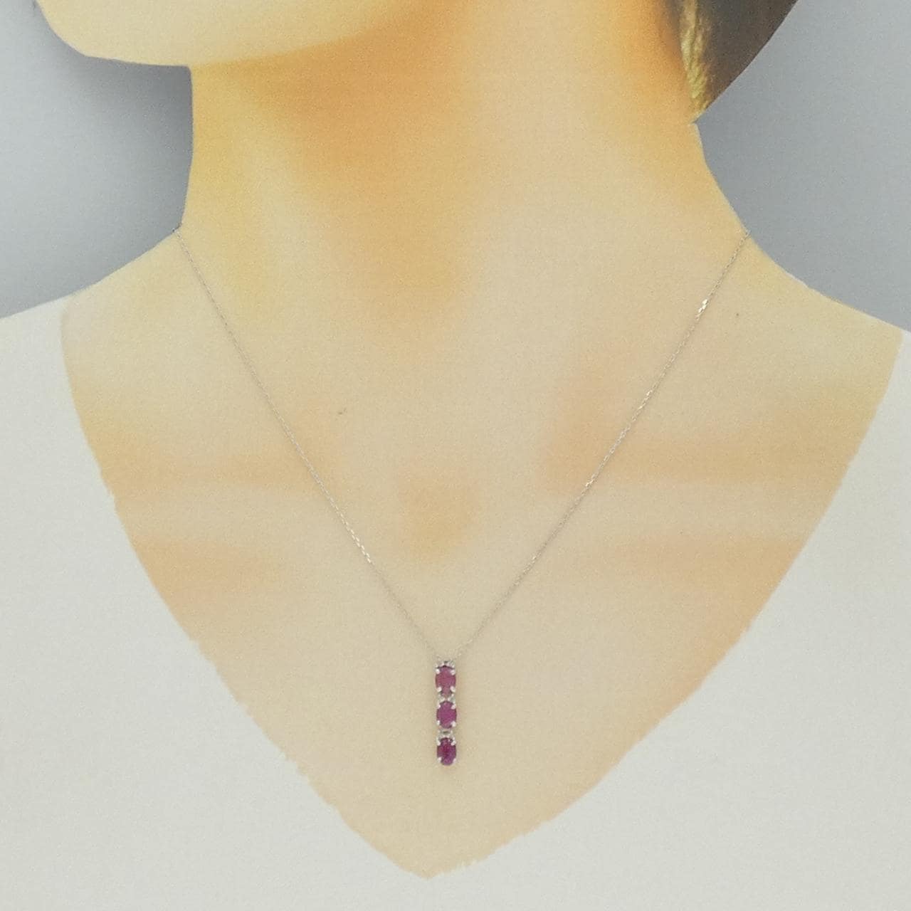 K18WG ルビー ネックレス 1.10CT