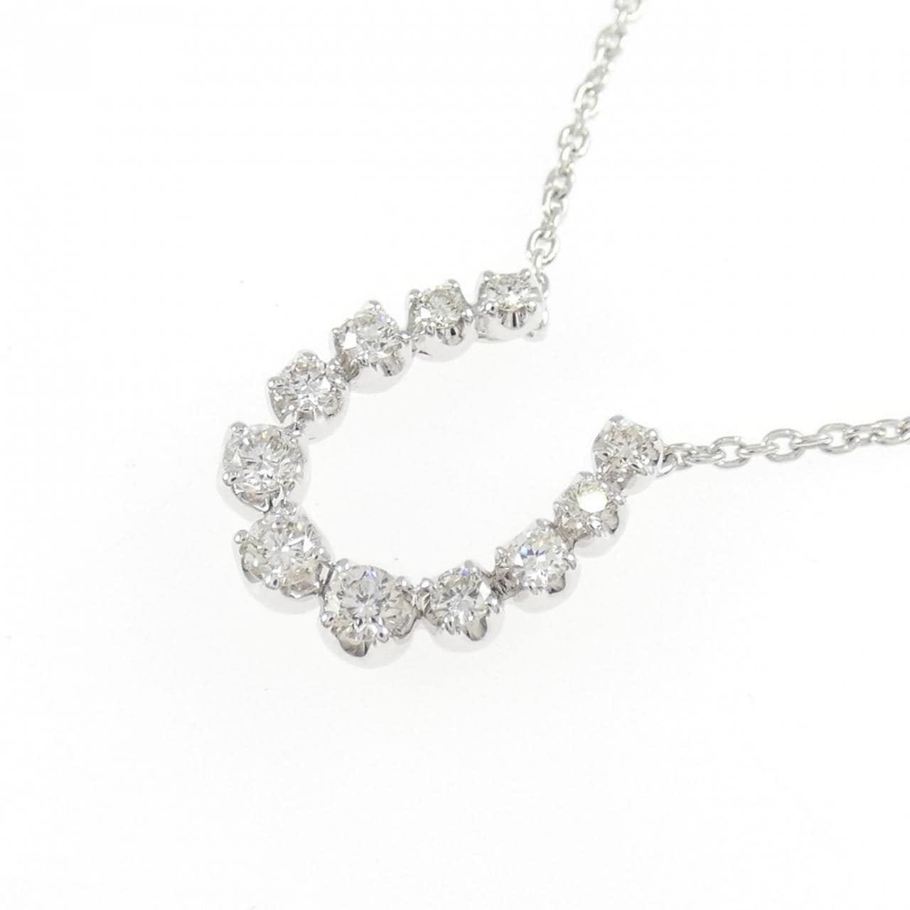 K18WG ホースシュー ダイヤモンド ネックレス 0.22CT