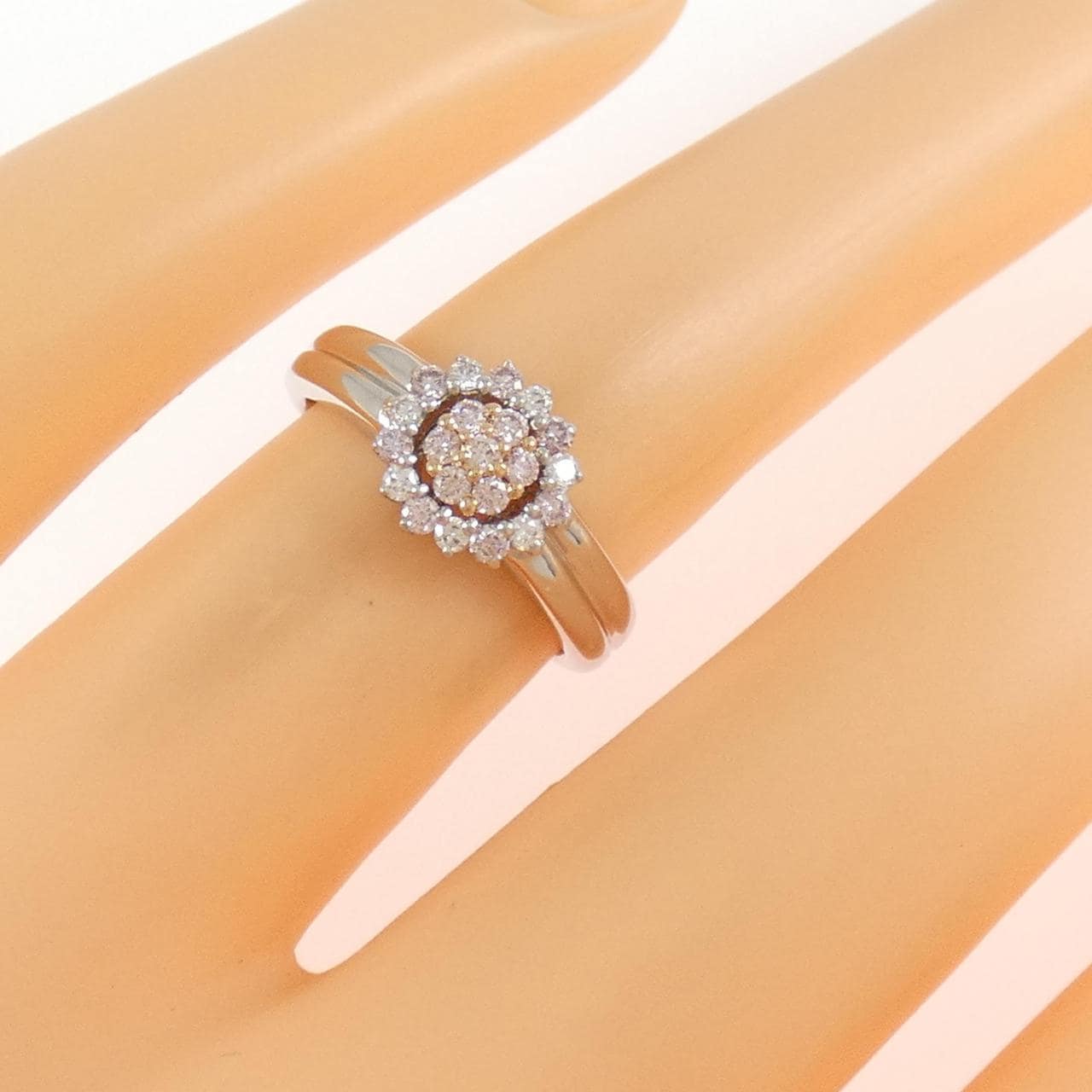 PT900/K18PG花朵鑽石戒指0.20CT