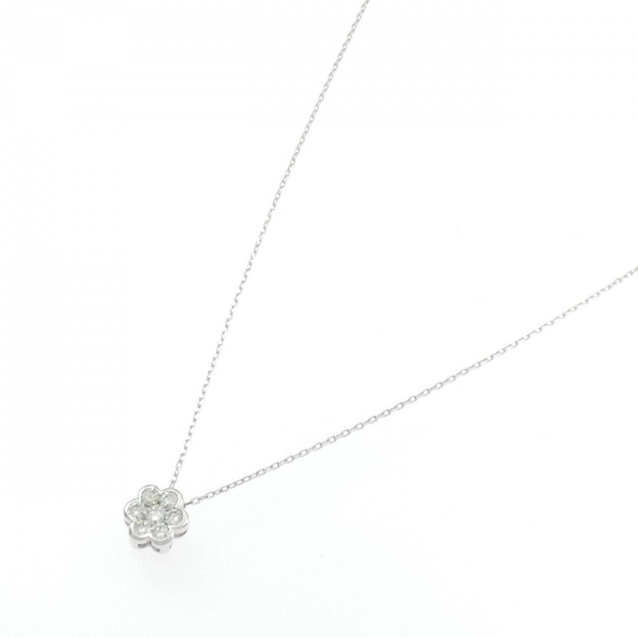 K18WG 花鑽石項鍊 0.30CT