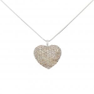 K18WG パヴェ ハート ダイヤモンド ネックレス 3.25CT