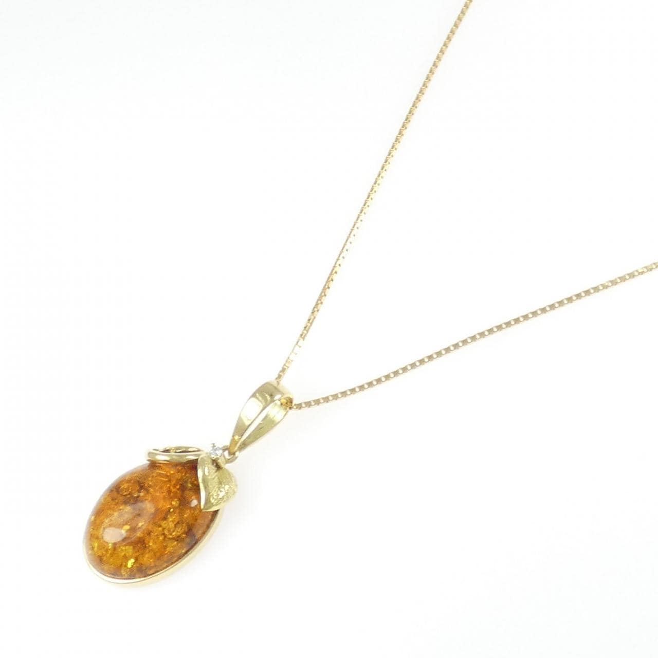 K18YG 琥珀 ネックレス