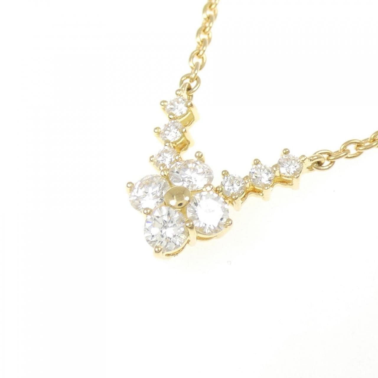 K18YG フラワー ダイヤモンド ネックレス 0.63CT