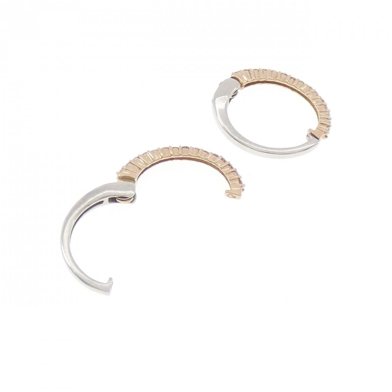 K18PG/PT950 ダイヤモンド イヤリング 0.18CT