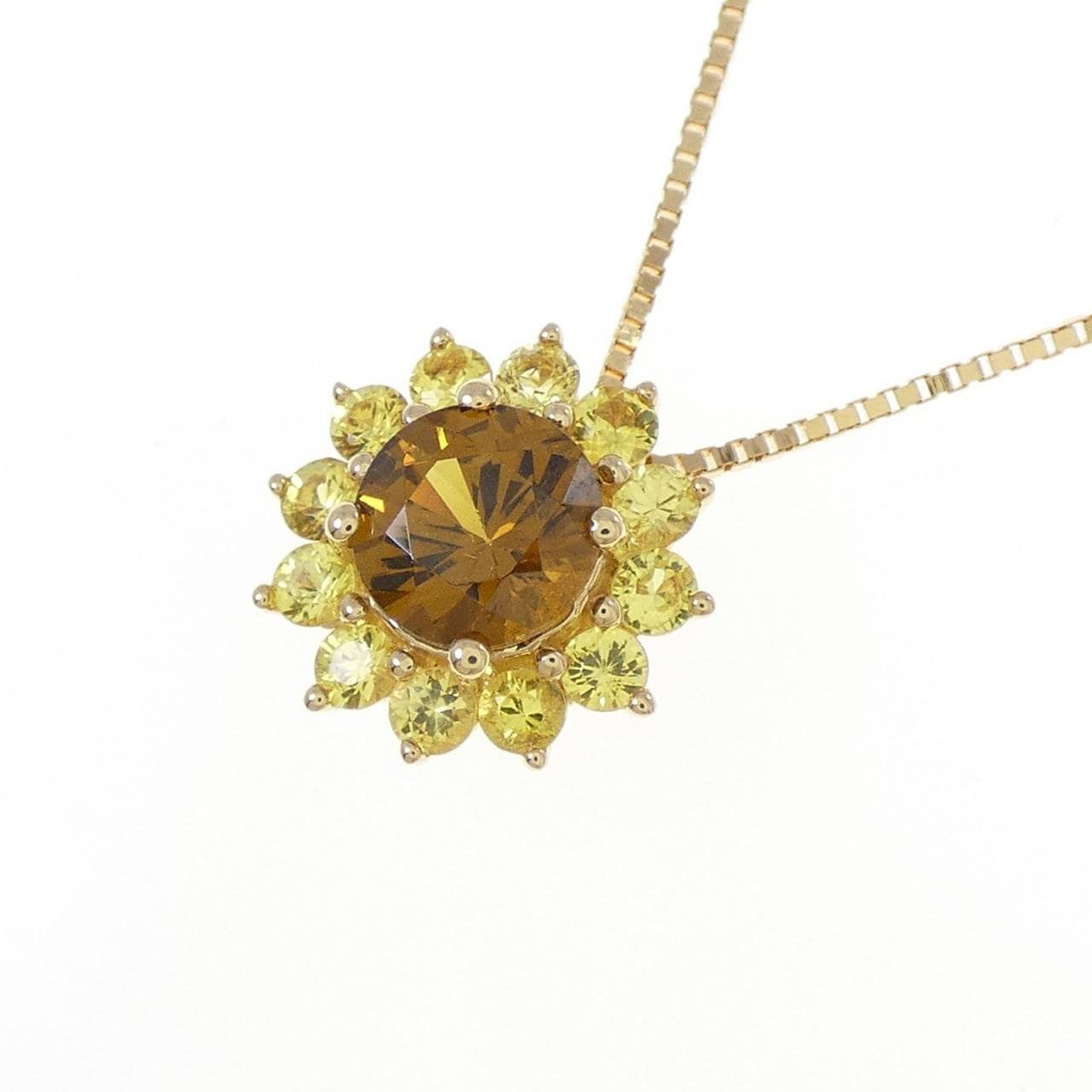 K18YG フラワー ガーネット ネックレス 0.98CT