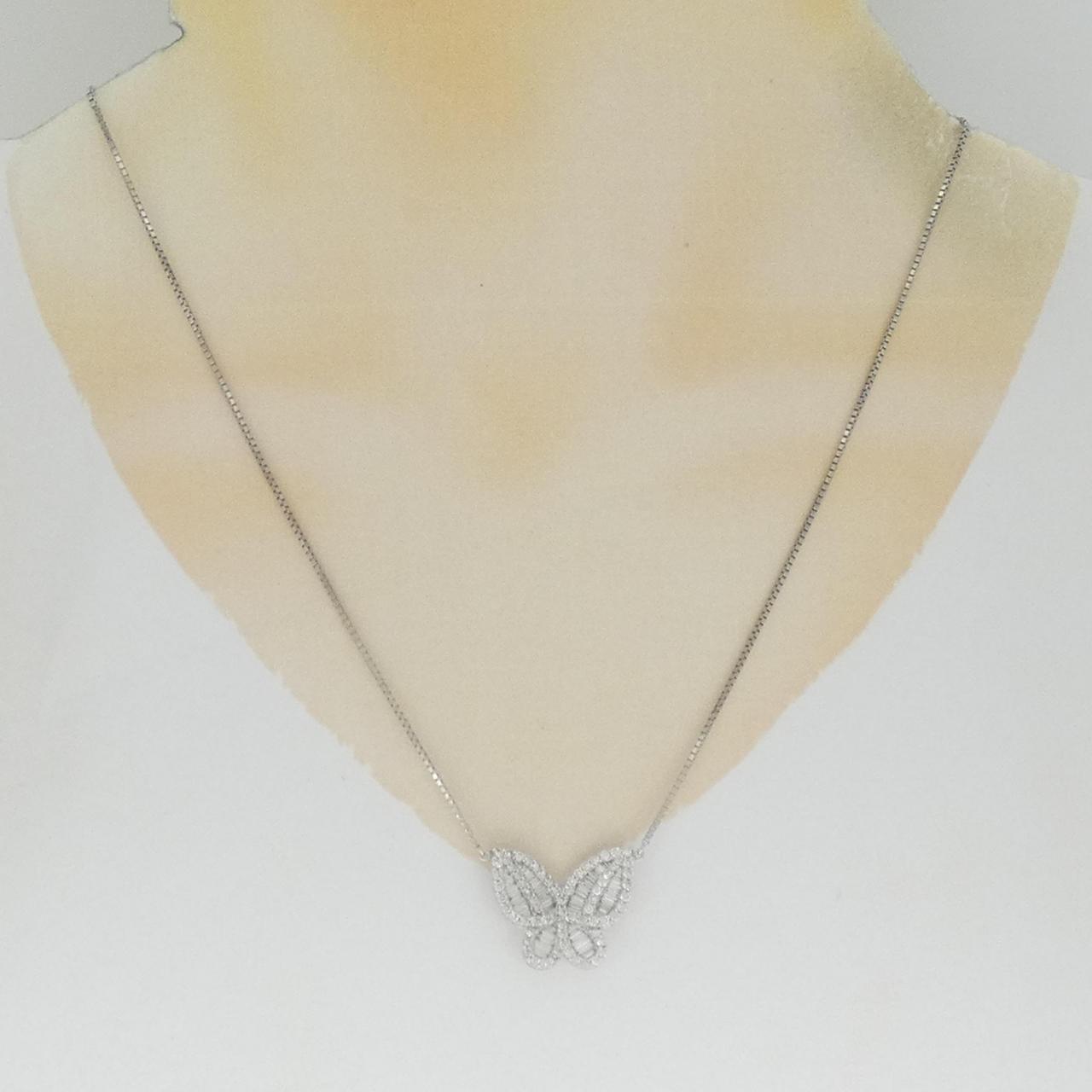 K18WG Butterfly Diamond Necklace 1.33CT