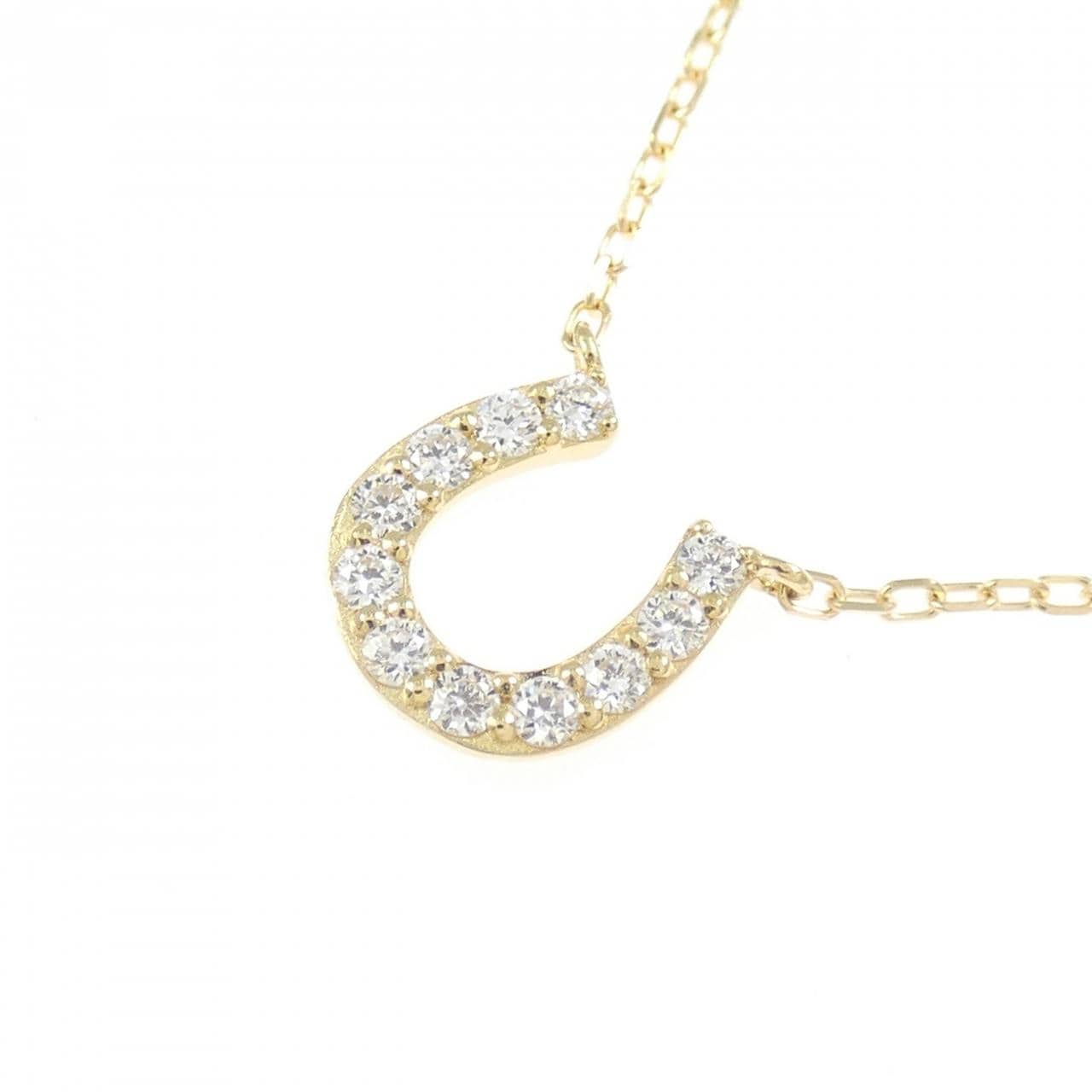 K18YG ホースシュー ダイヤモンド ネックレス 0.12CT