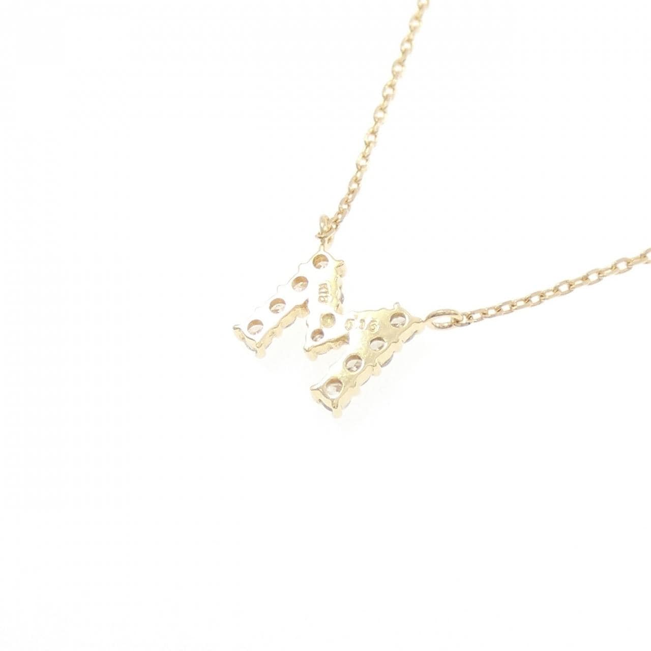 K18YG イニシャルM ダイヤモンド ネックレス 0.16CT