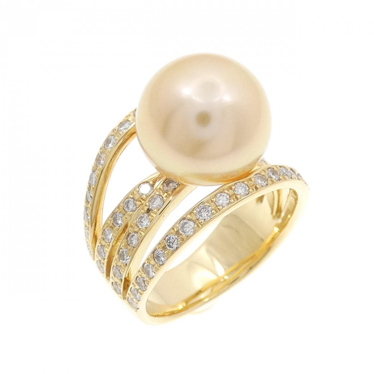K18YG White Butterfly Pearl ring 11.5mm