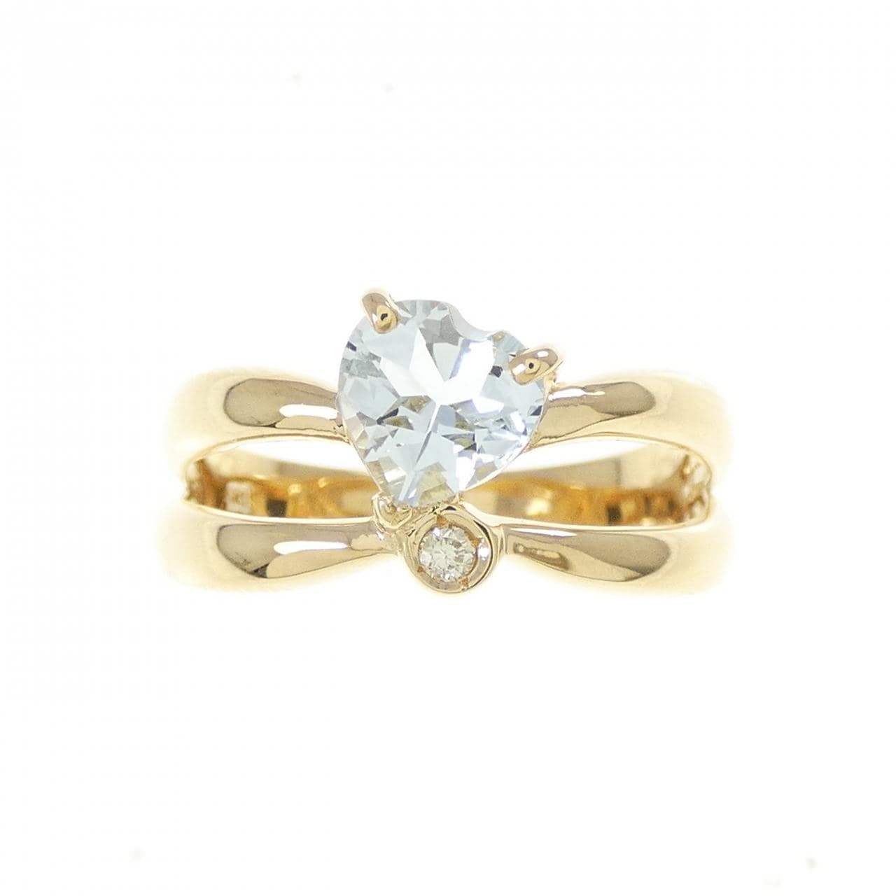 K18YG ハート アクアマリン リング