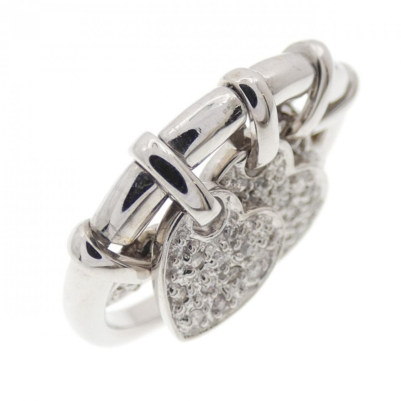 K18WG ハート パヴェ ダイヤモンド リング 0.30CT