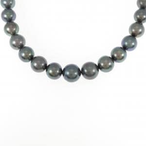 Silver clasp black butterfly pearl necklace 8-11mm