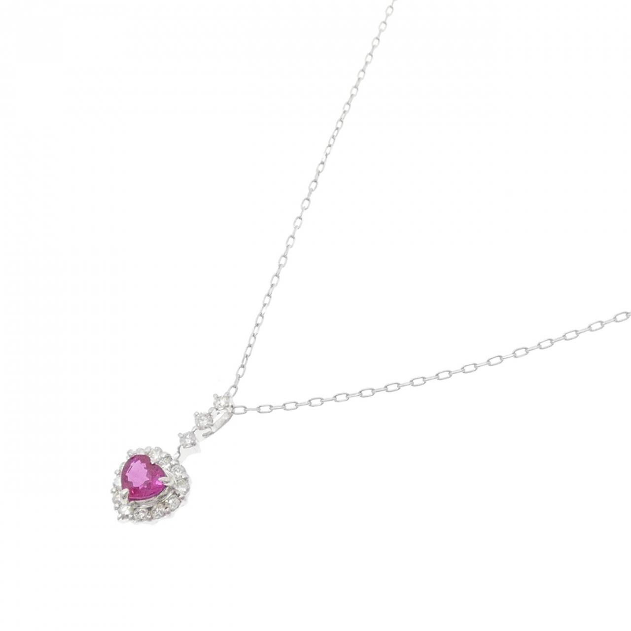 PT900/PT850 ハート ルビー ネックレス 0.57CT