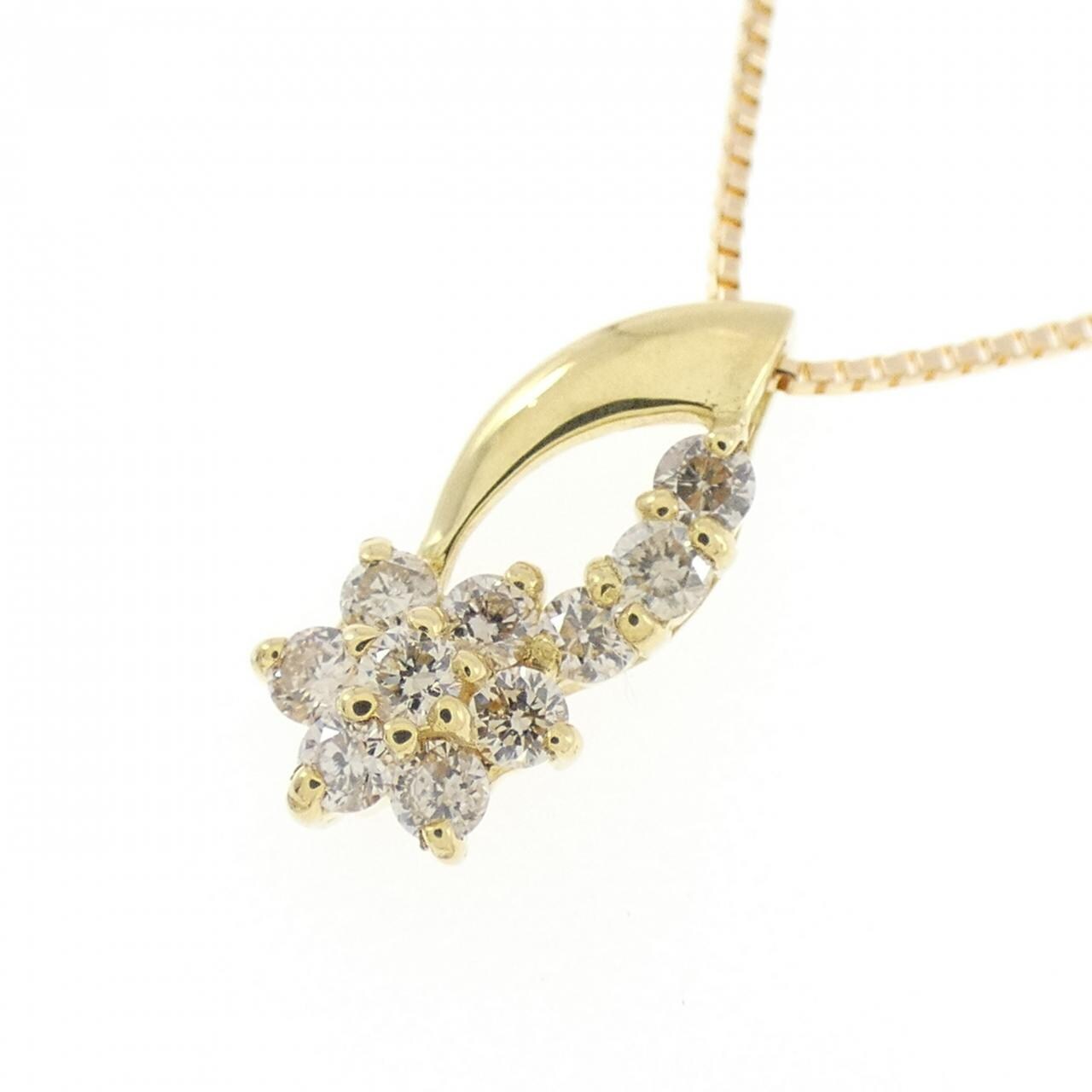K18YG 花朵鑽石項鍊 0.20CT